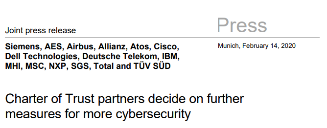 Charter of Trust partners decide on further measures for more cybersecurity